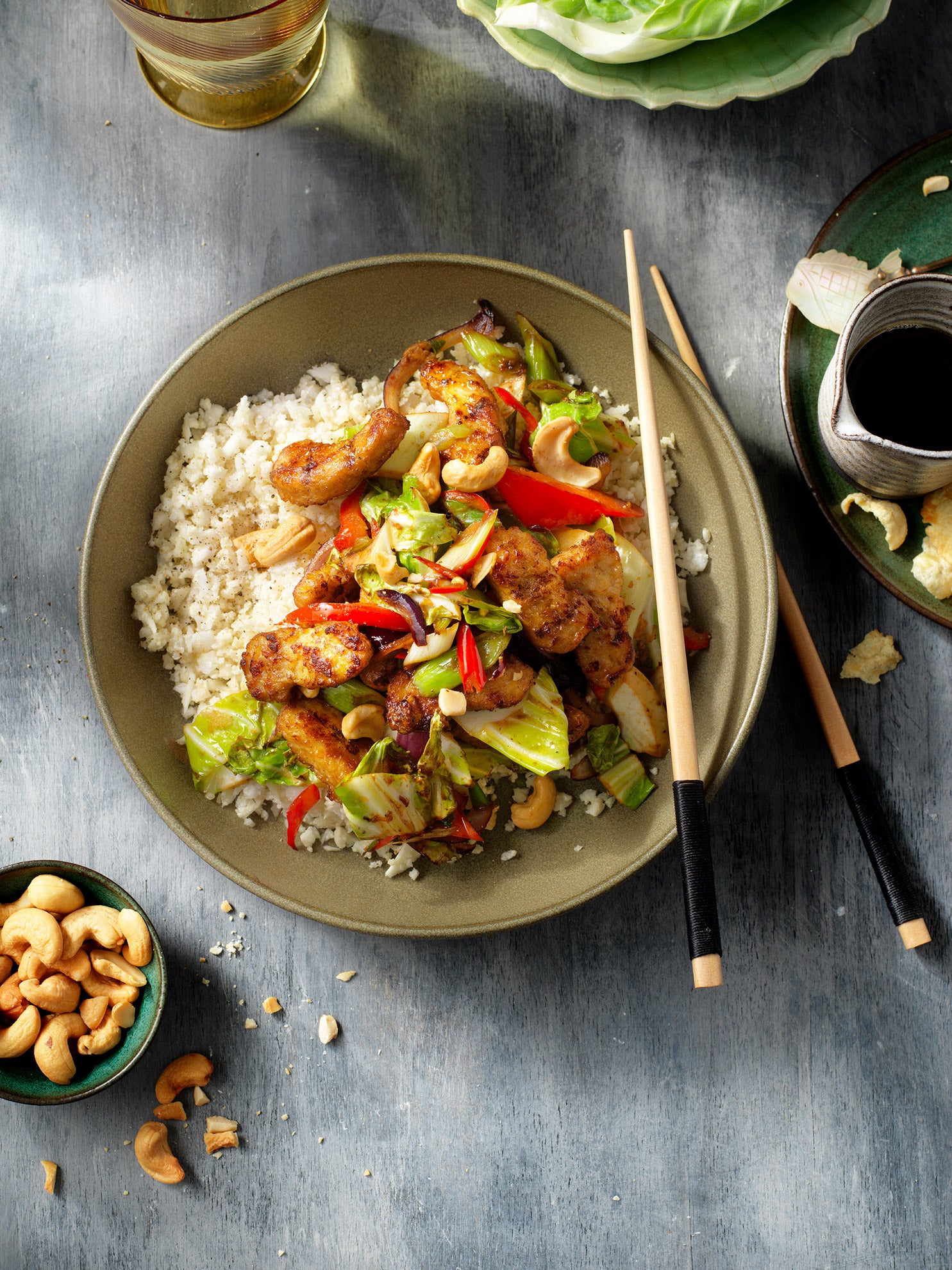 No Waste Blumenkohlreis mit veganen Filet-Stücken No Waste Blumenkohlreis mit veganen Filet-Stücken
