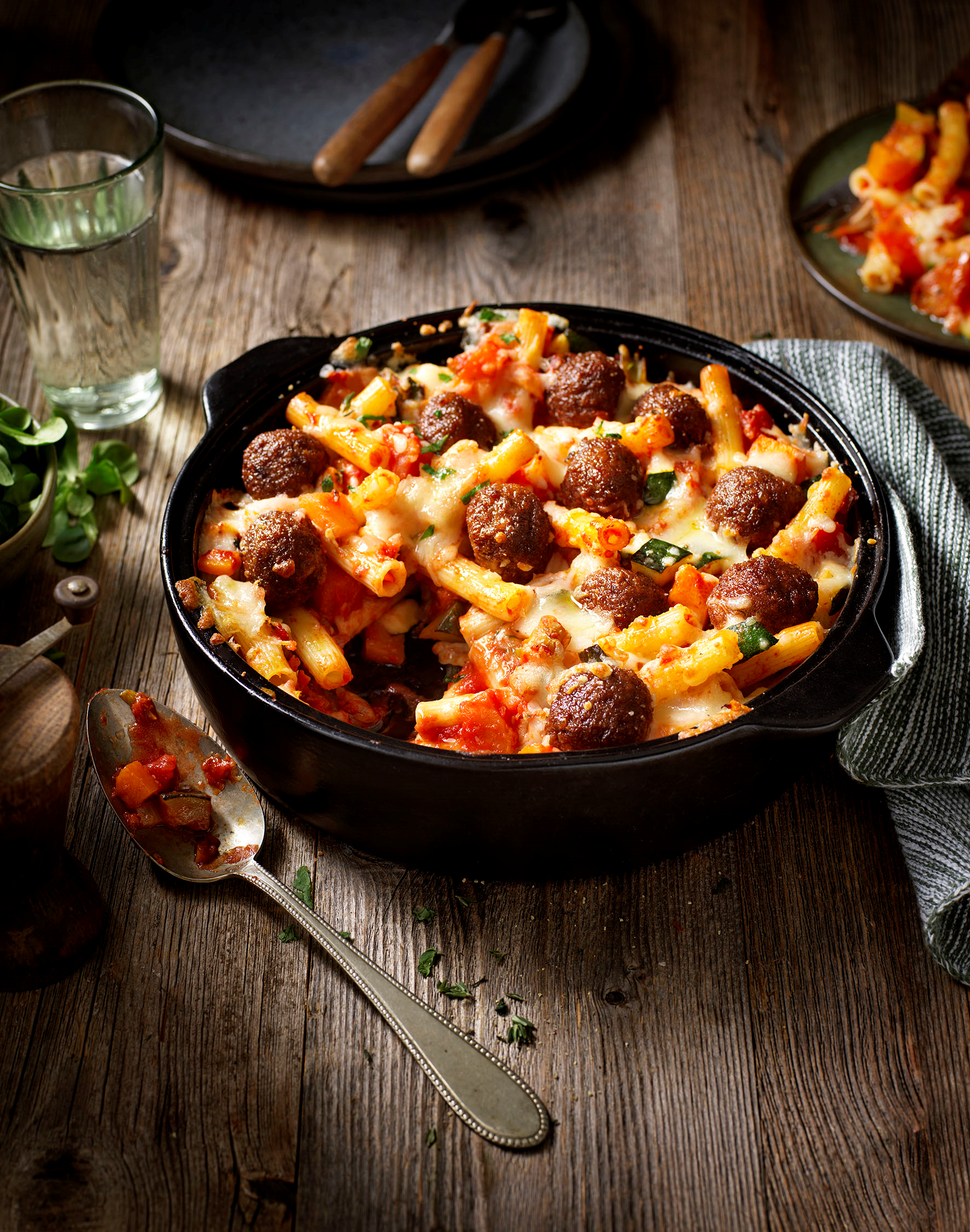 Gratinierte Pasta mit Kürbis- und Gemüsebällchen