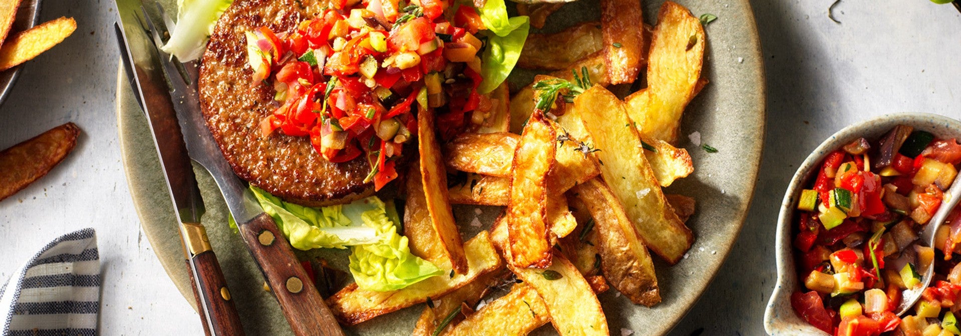 Pas de gaspillage - Burger végan aïoli et pelures de pommes de terre