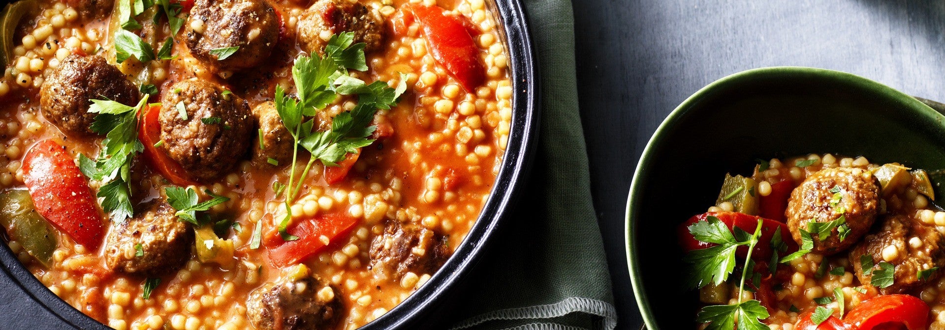 One-Pan Pearl Couscous with Goulash