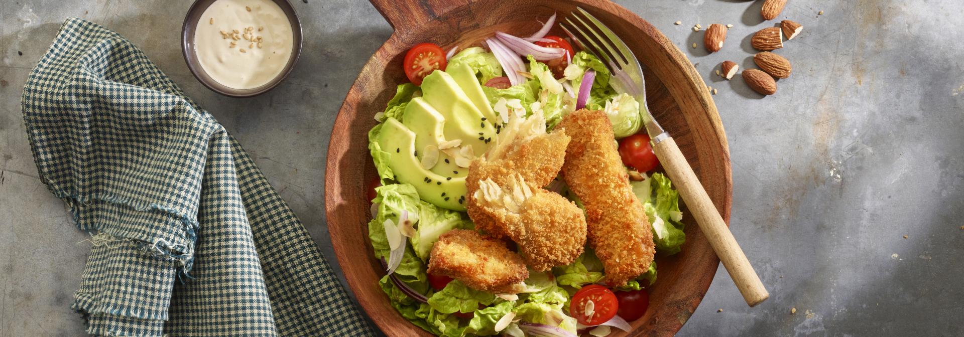 Crunchy Salat mit veganen Tenders