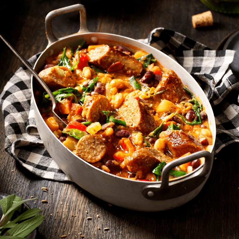 Ragoût de haricots avec Saucisse végane Garden Gourmet